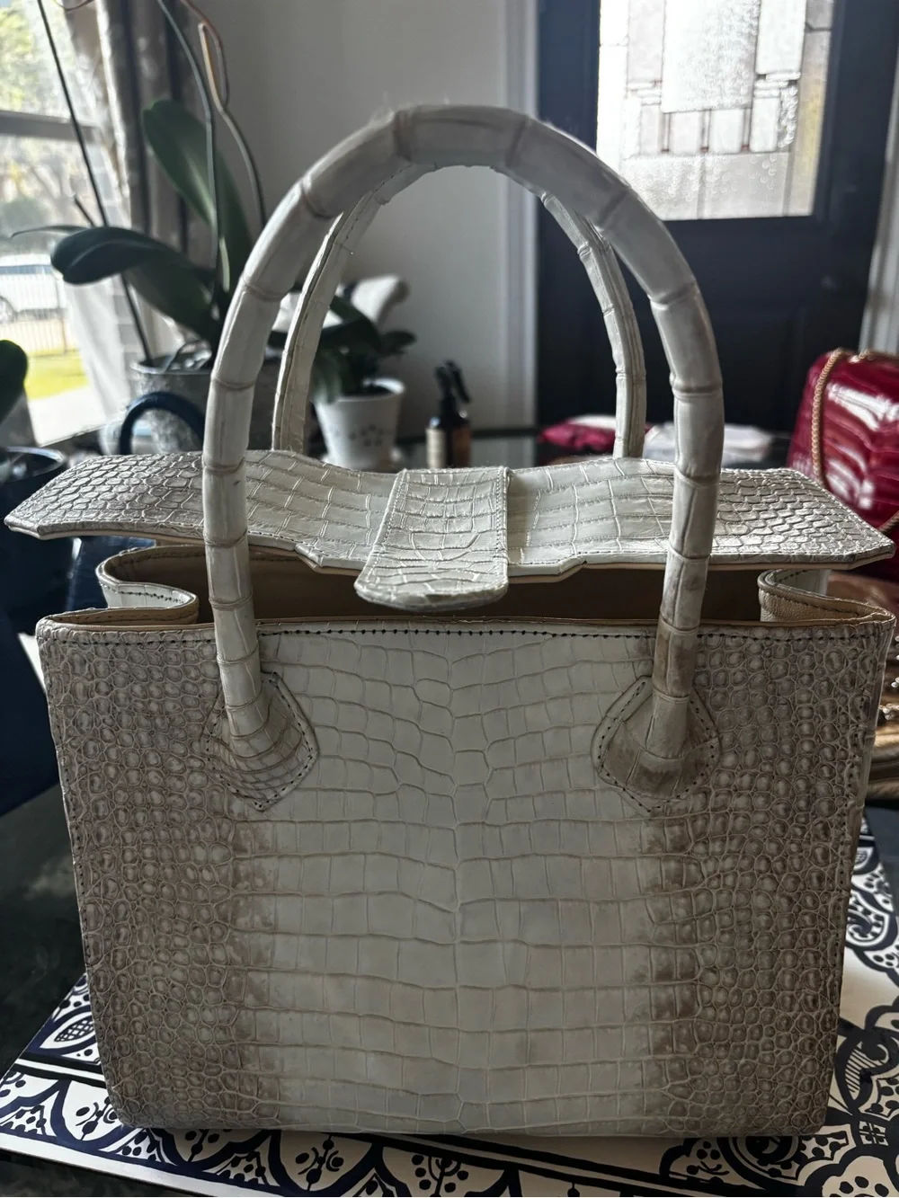Genuine Himalayan crocodile handbag